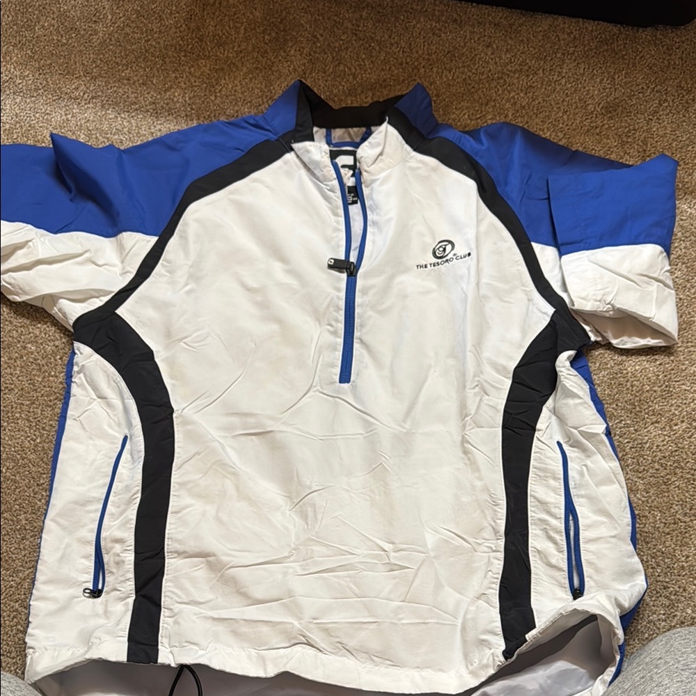 FootJoy Rain Short Sleeve Blue and White Jacket